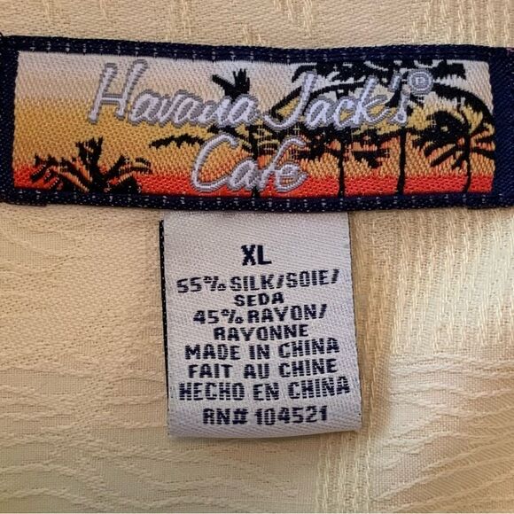 HAVANA JACK’S CAFE Silk Hawaiian Shirt Men’s XL Yellow Short Sleeve Button Up. - Picture 7 of 10